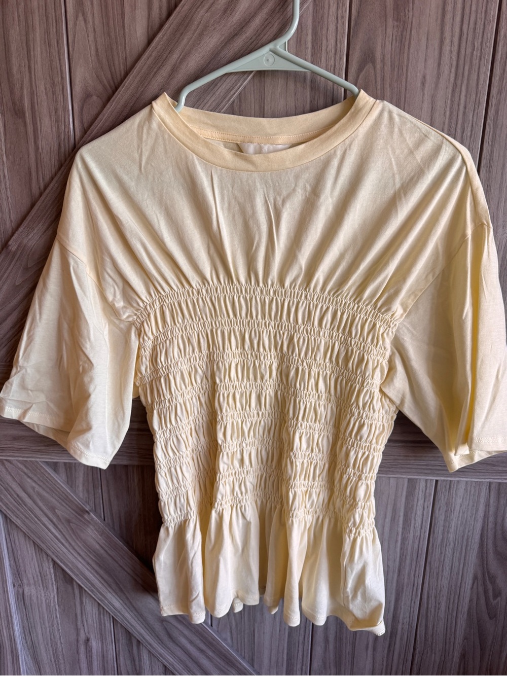 H&M Women's Smocked Peplum Tee - Light Yellow